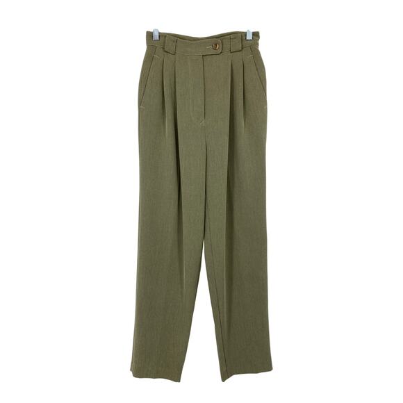 VTG Cypress Grove 2 Piece Suit Set Blazer Straight Leg Pant Womens XS Olive Tan - Picture 6 of 9